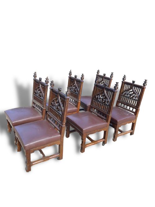SET OF 6 18TH CENTURY GOTHIC CHAIRS - ADDITIONAL PHOTO 12