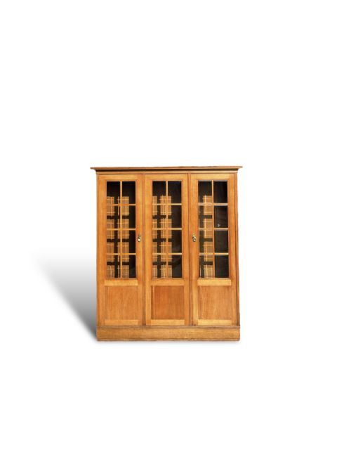 THREE DOOR OAK BOOKCASE