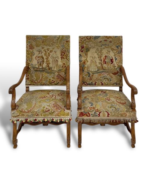 pair of tapestry armchairs - CATEGORY: ANTIQUE CHAIRS - DATED 19TH CENTURY