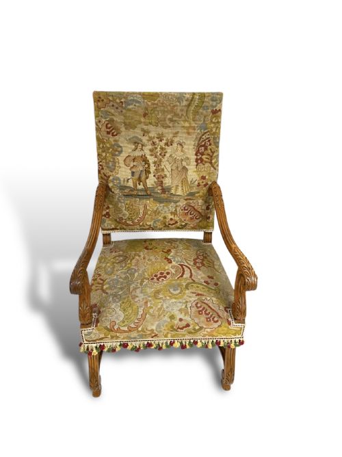 PAIR OF TAPESTRY ARMCHAIRS - ADDITIONAL PHOTO 3