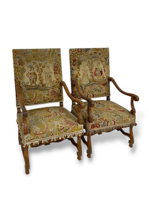 PAIR OF TAPESTRY ARMCHAIRS - ADDITIONAL PHOTO 5
