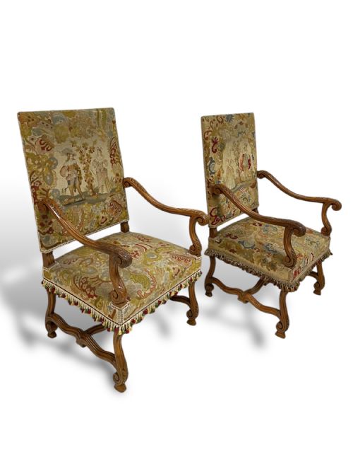 PAIR OF TAPESTRY ARMCHAIRS - ADDITIONAL PHOTO 7