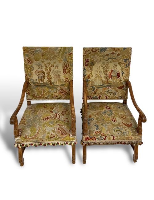 PAIR OF TAPESTRY ARMCHAIRS - ADDITIONAL PHOTO 9