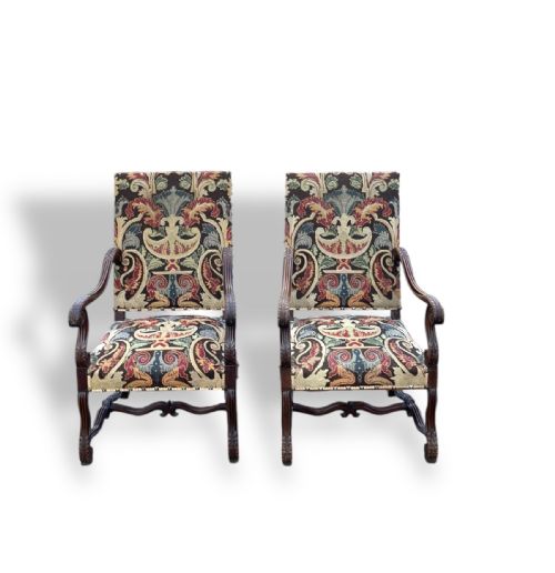 pair of french tapestry armchairs - CATEGORY: ANTIQUE CHAIRS - DATED 19TH CENTURY