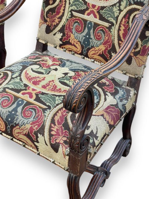 PAIR OF FRENCH TAPESTRY ARMCHAIRS - ADDITIONAL PHOTO 6