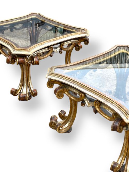 PAIR OF GOLD AND SILVER GILT OCCASIONAL TABLES - ADDITIONAL PHOTO 2