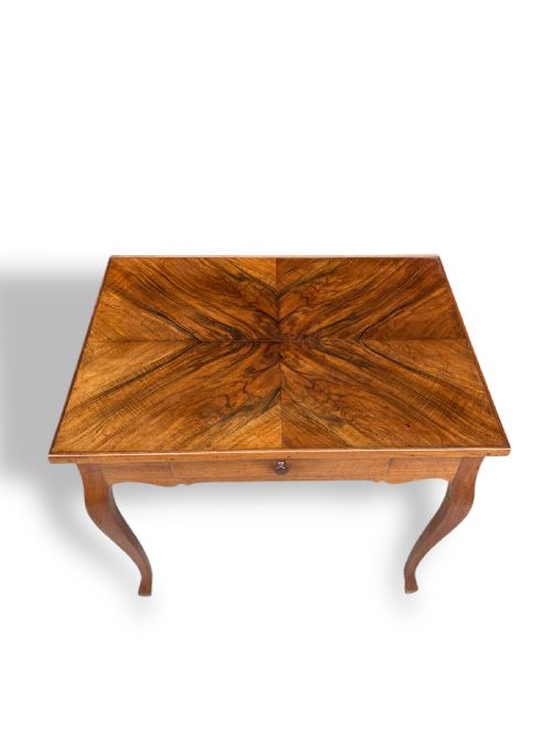 FRENCH OCCASIONAL TABLE WITH QUATERED WALNUT TOP - ADDITIONAL PHOTO 1