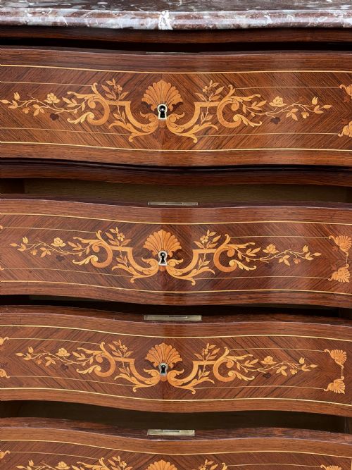 FRENCH MARQUETRY 7 DRAWER CHEST WITH MARBLE TOP - ADDITIONAL PHOTO 10