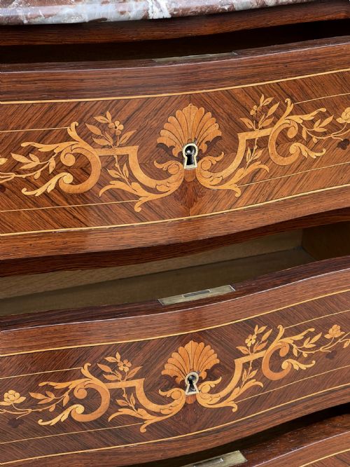 FRENCH MARQUETRY 7 DRAWER CHEST WITH MARBLE TOP - ADDITIONAL PHOTO 11
