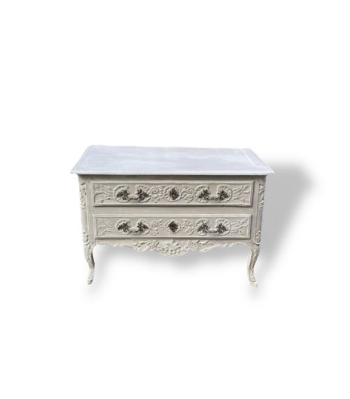18TH CENTURY TWO DRAWER FRENCH PAINTED COMMODE - ADDITIONAL PHOTO 1