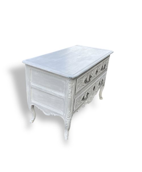 18TH CENTURY TWO DRAWER FRENCH PAINTED COMMODE - ADDITIONAL PHOTO 2