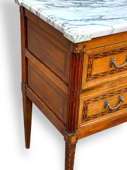 18TH CENTURY TWO DRAWER MARBLE TOP COMMODE - ADDITIONAL PHOTO 1