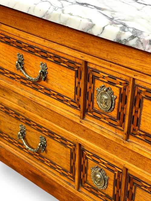 18TH CENTURY TWO DRAWER MARBLE TOP COMMODE - ADDITIONAL PHOTO 2