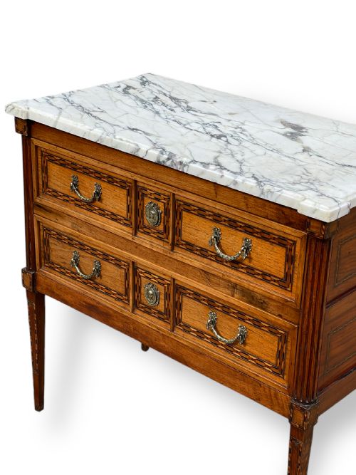 18TH CENTURY TWO DRAWER MARBLE TOP COMMODE - ADDITIONAL PHOTO 3