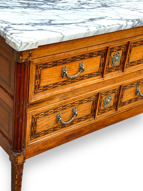 18TH CENTURY TWO DRAWER MARBLE TOP COMMODE - ADDITIONAL PHOTO 4