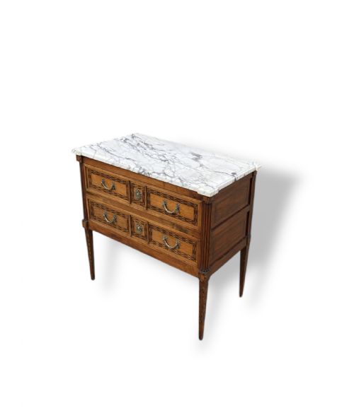 18TH CENTURY TWO DRAWER MARBLE TOP COMMODE - ADDITIONAL PHOTO 5
