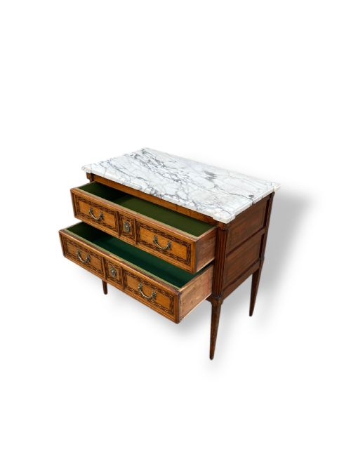 18TH CENTURY TWO DRAWER MARBLE TOP COMMODE - ADDITIONAL PHOTO 7
