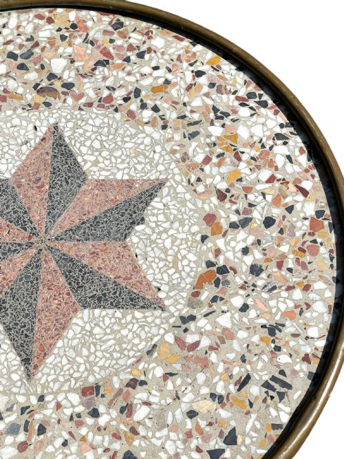 FRENCH METAL GARDEN TABLE WITH MOSAIC MARBLE TOP - ADDITIONAL PHOTO 3