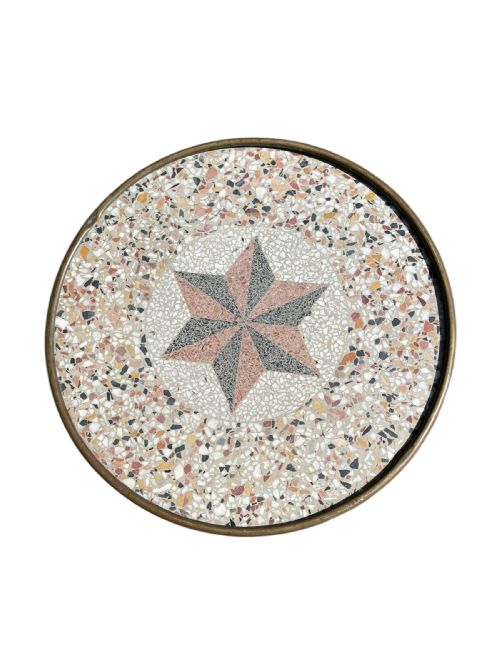 FRENCH METAL GARDEN TABLE WITH MOSAIC MARBLE TOP - ADDITIONAL PHOTO 7