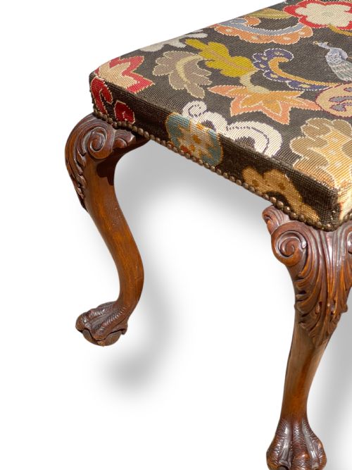 PAIR OF BALL AND CLAW WINGBACK CHAIRS WITH STOOLS - ADDITIONAL PHOTO 12