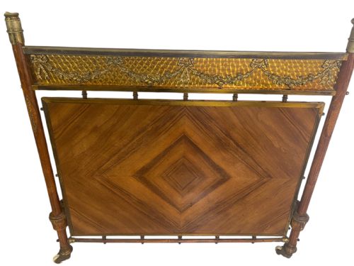 A PAIR OF EDWARDIAN BRASS AND WALNUT BEDS - ADDITIONAL PHOTO 2
