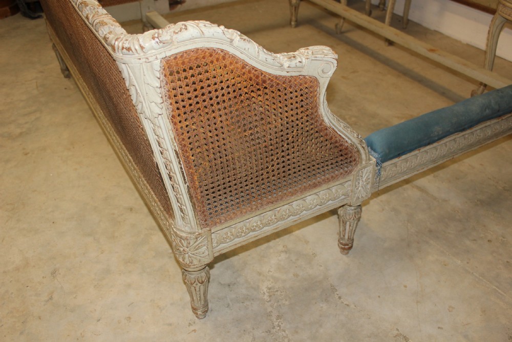 king size antique painted and cane bed  View III