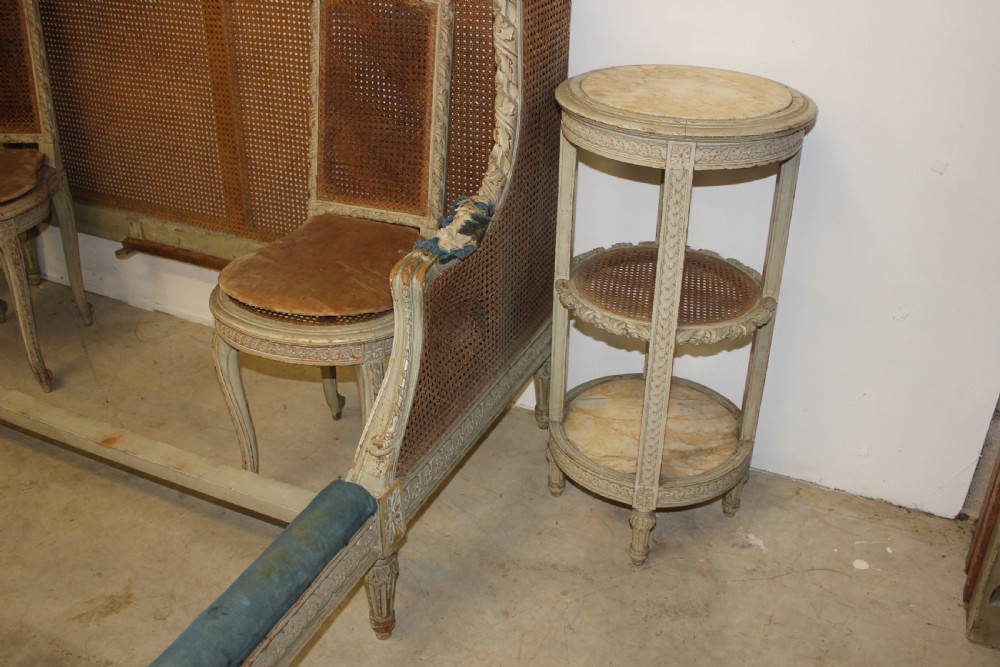 king size antique painted and cane bed  View IV