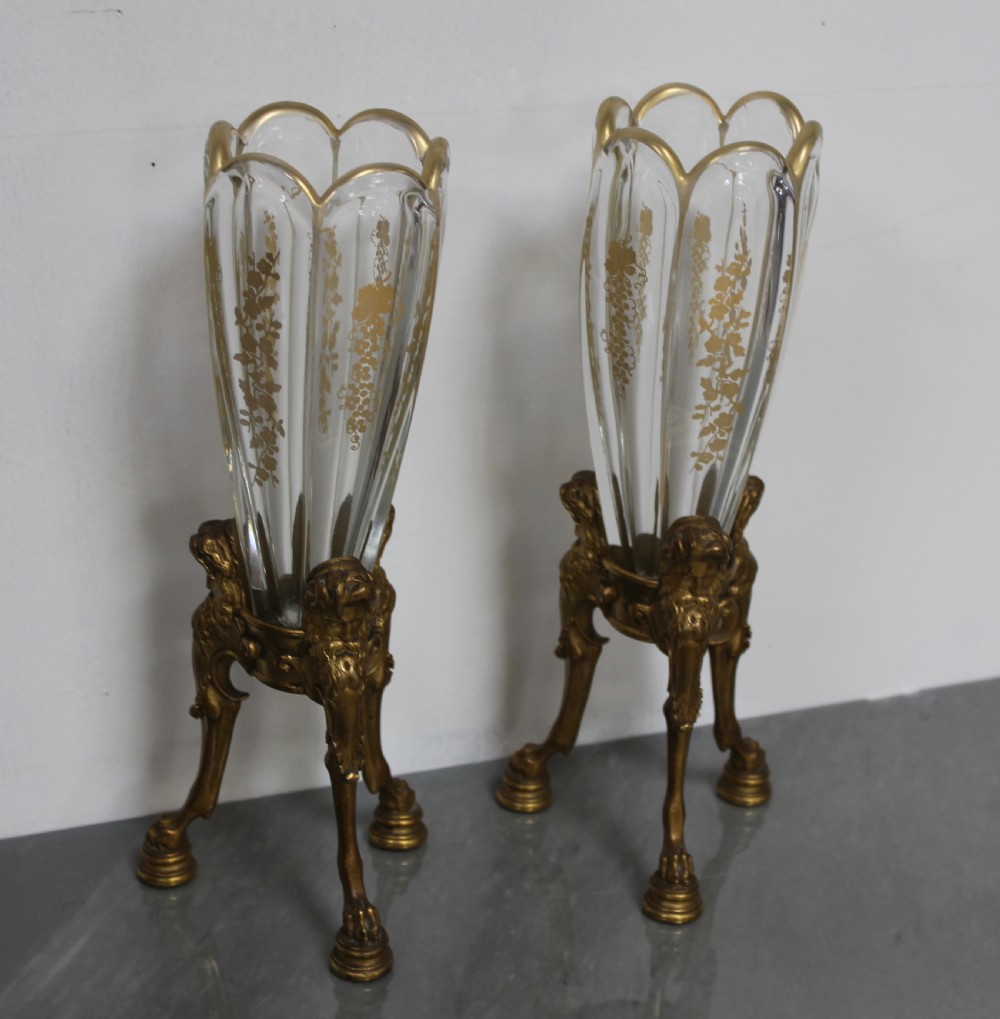 Pair of bronze and glass vases View II