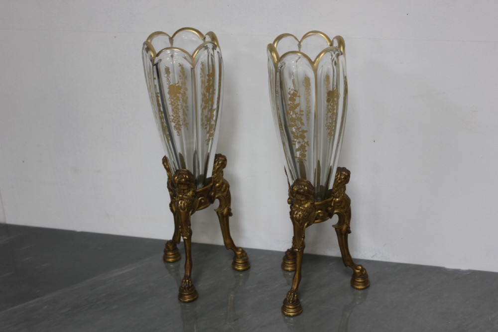 Pair of bronze and glass vases View III