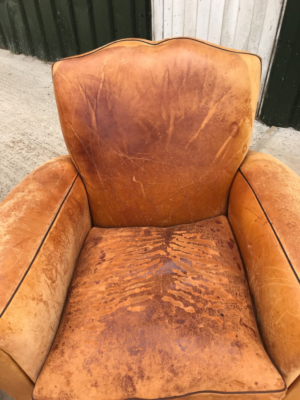 Pair of leather moustache club armchairs View II