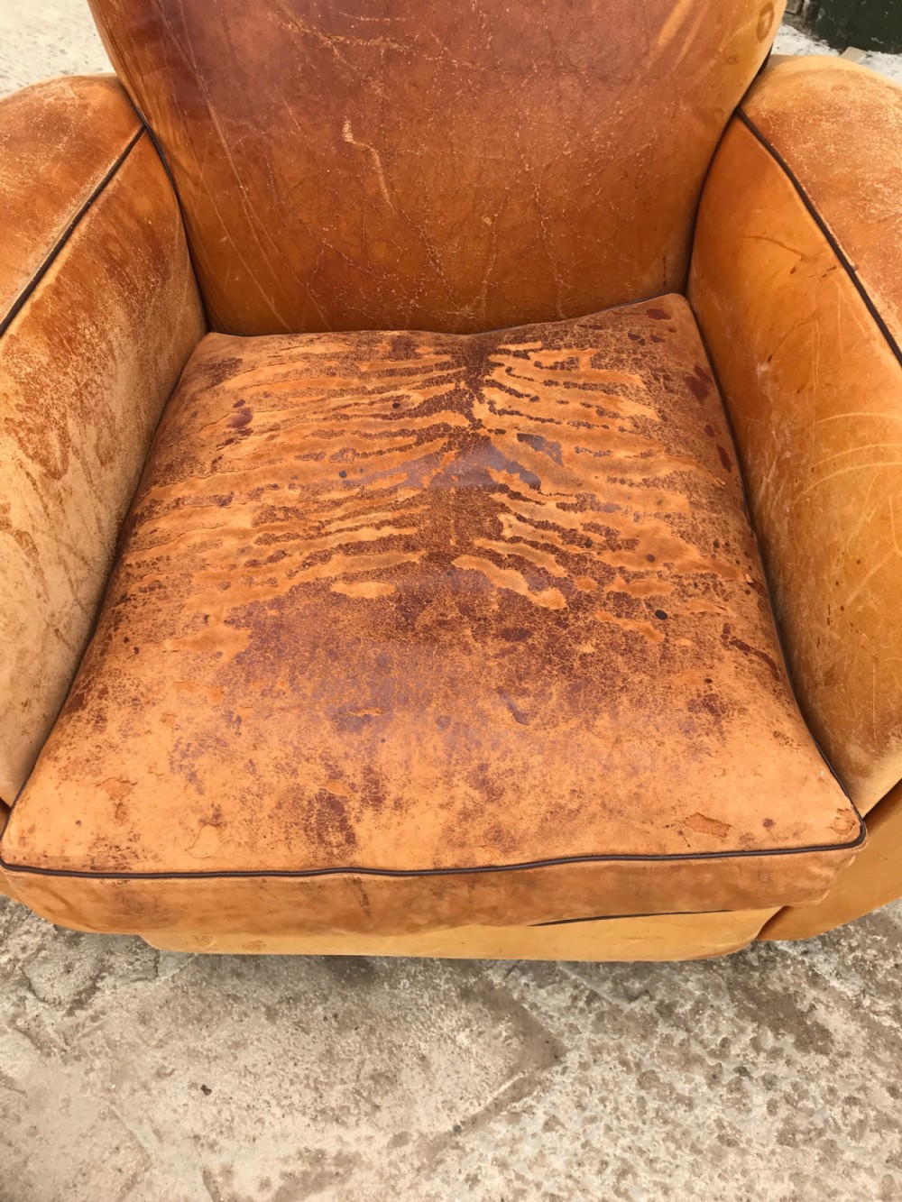 Pair of leather moustache club armchairs View X
