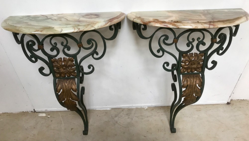 Pair of wall mounted console tables 