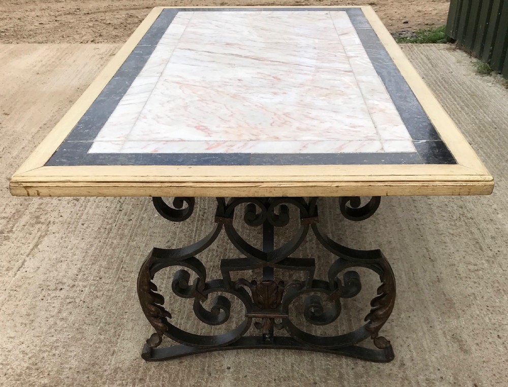 19 th cent Marble and iron table 