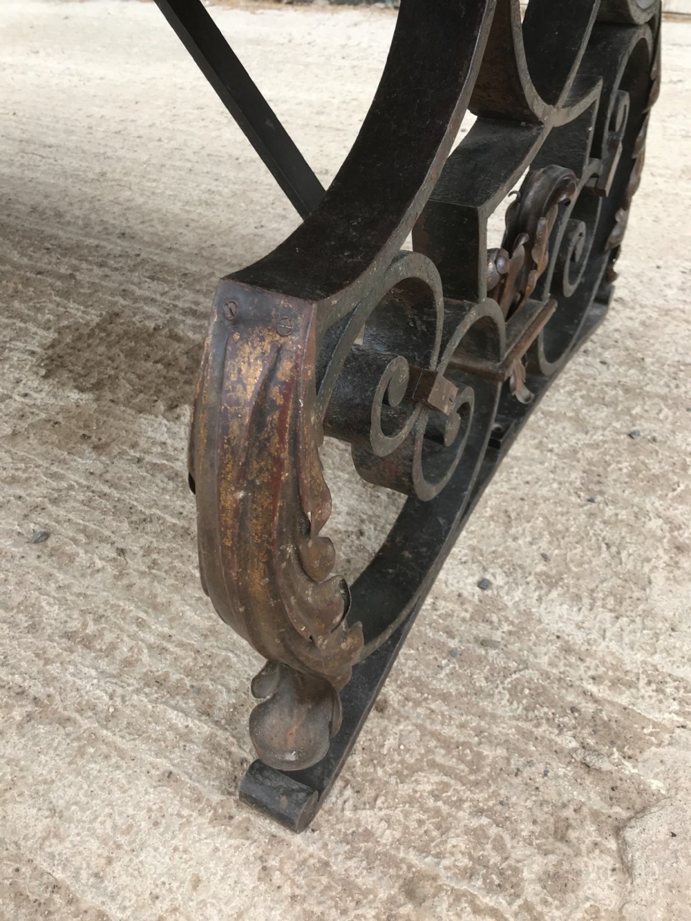 19 th cent Marble and iron table  View IV