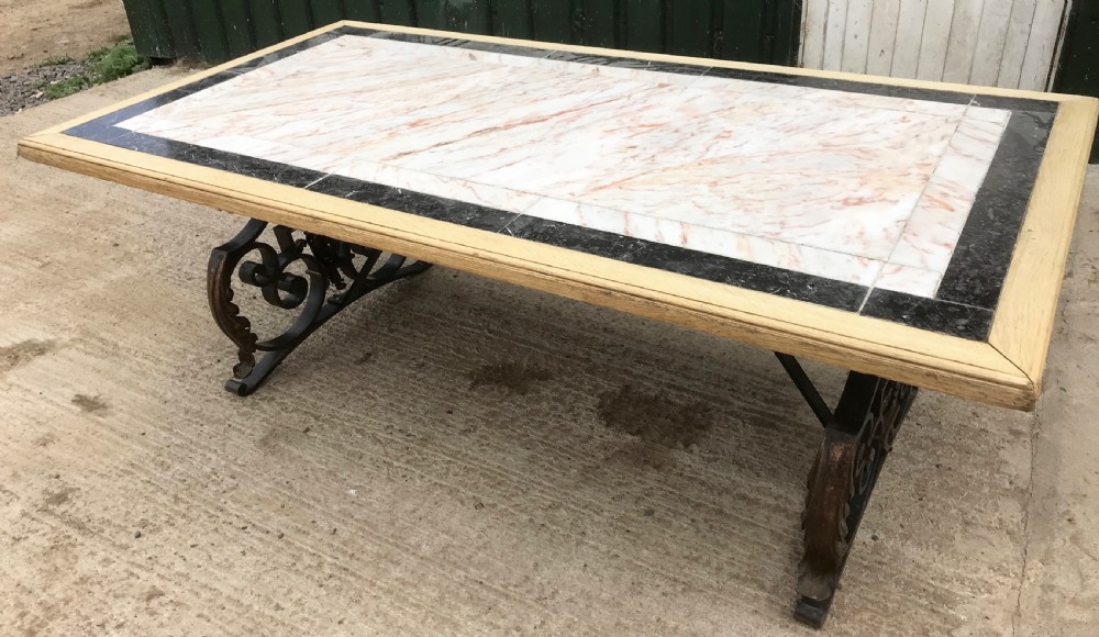 19 th cent Marble and iron table  View V