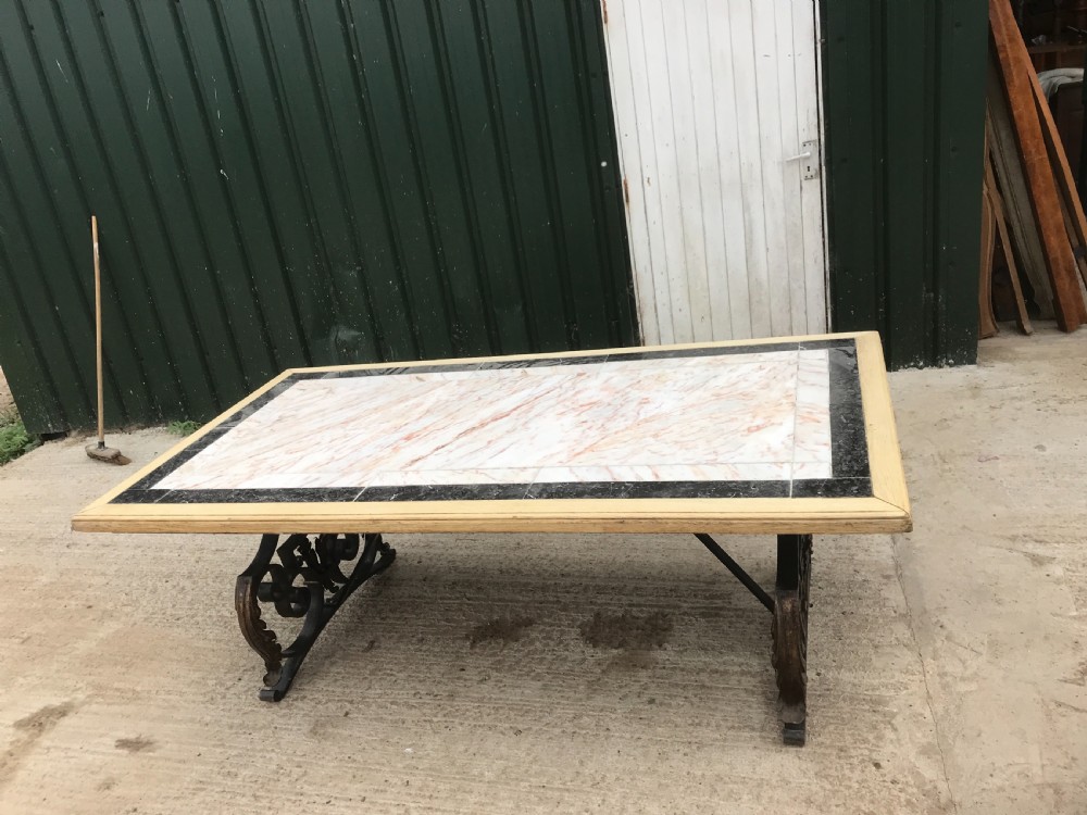 19 th cent Marble and iron table  View IX