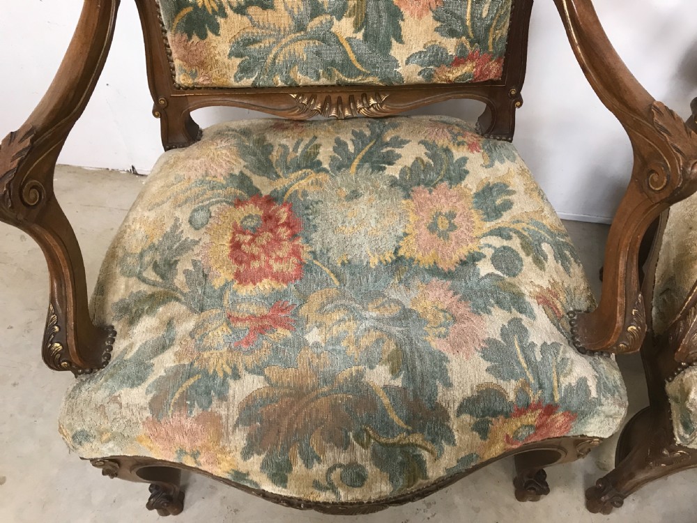 A Pair of french walnut armchairs  View III