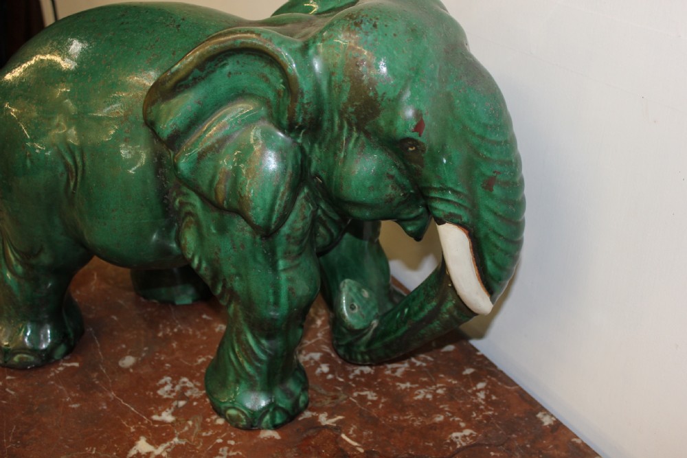 Elephant terracotta green glazed View IV