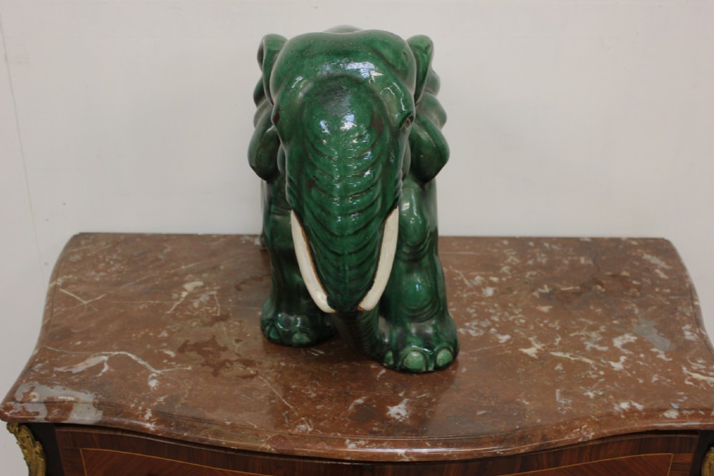 Elephant terracotta green glazed View V