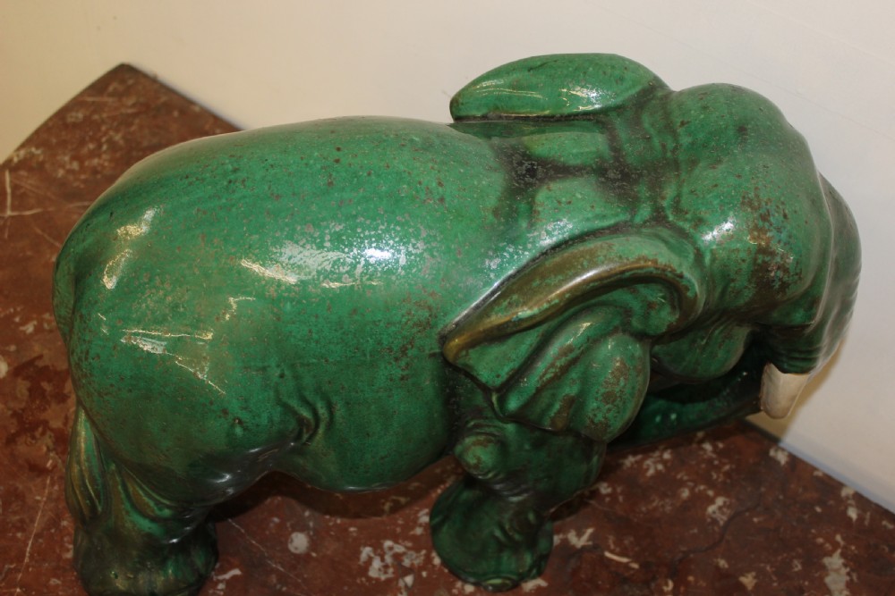 Elephant terracotta green glazed View VI