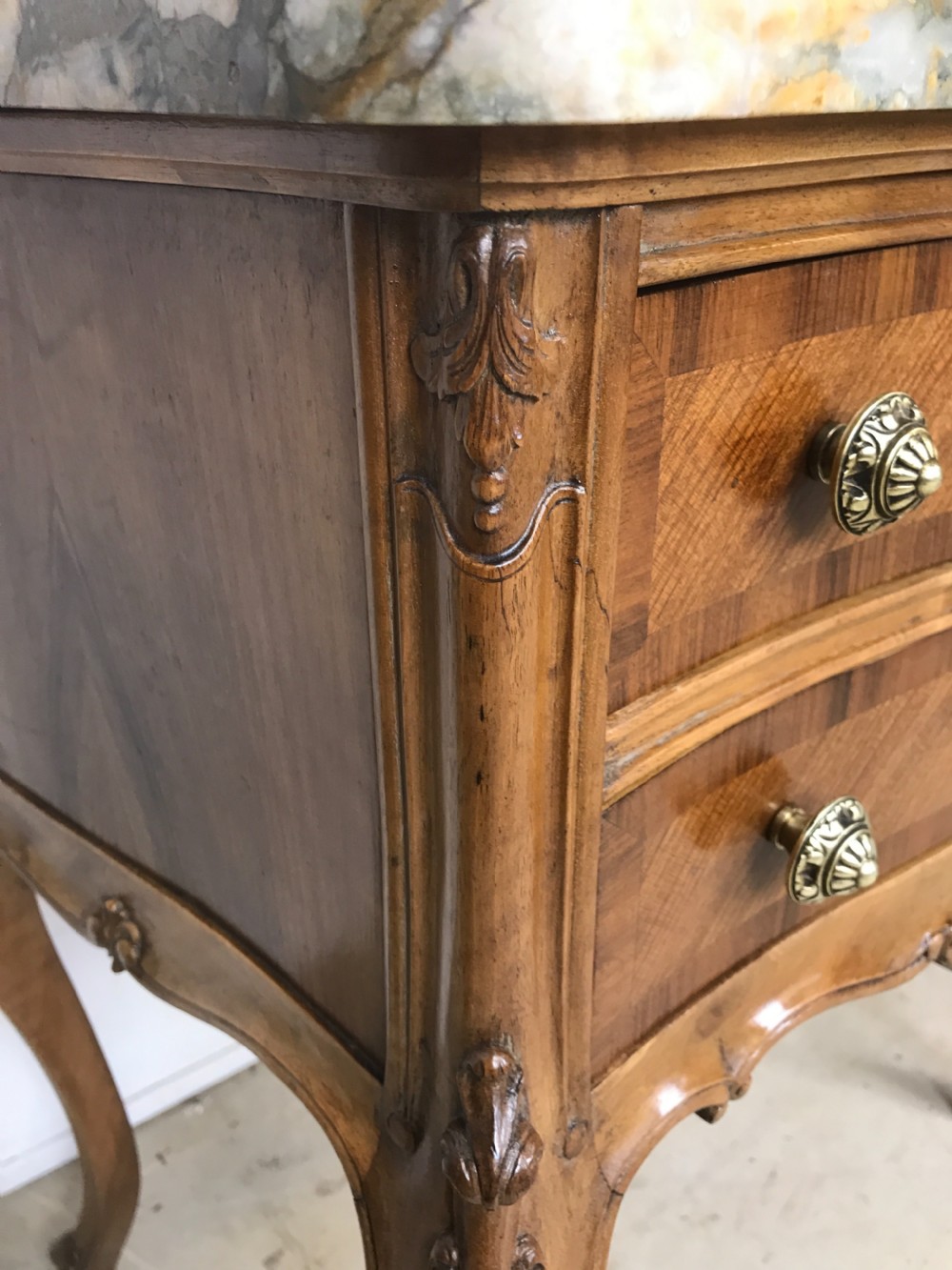 Pair of walnut and marble lamp tables  View VIII