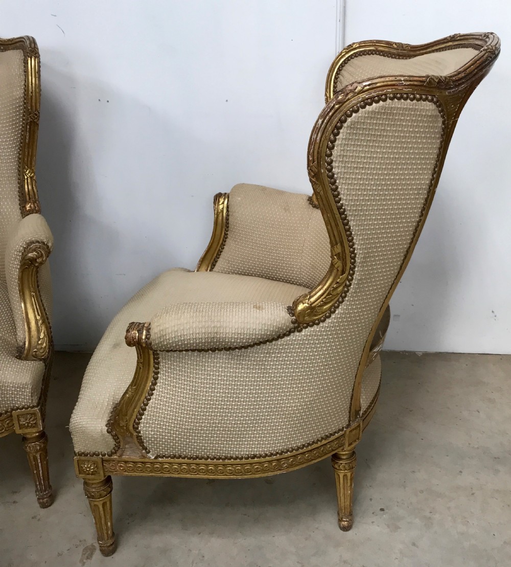 A Pair of French Gilt Armchairs View V