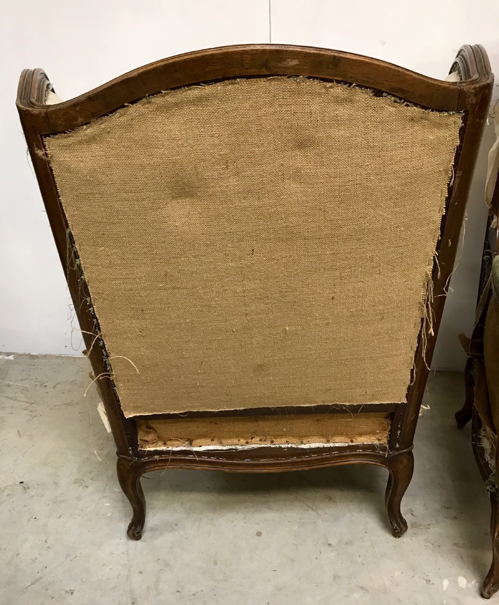 Pair of Walnut Wing Back Armchairs View V