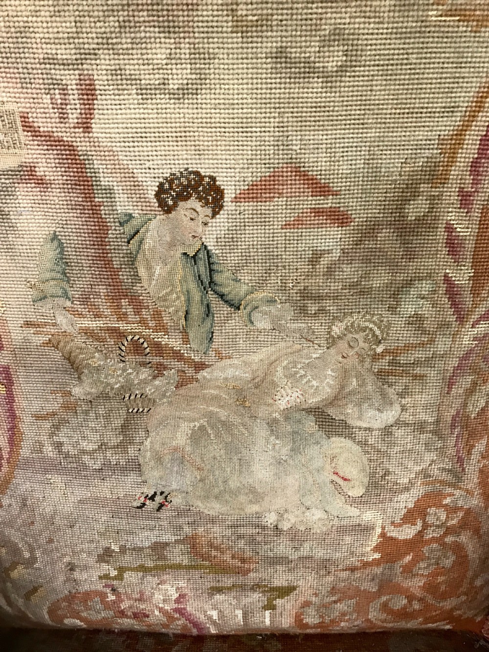 French Tapestry Wingback Armchair View II