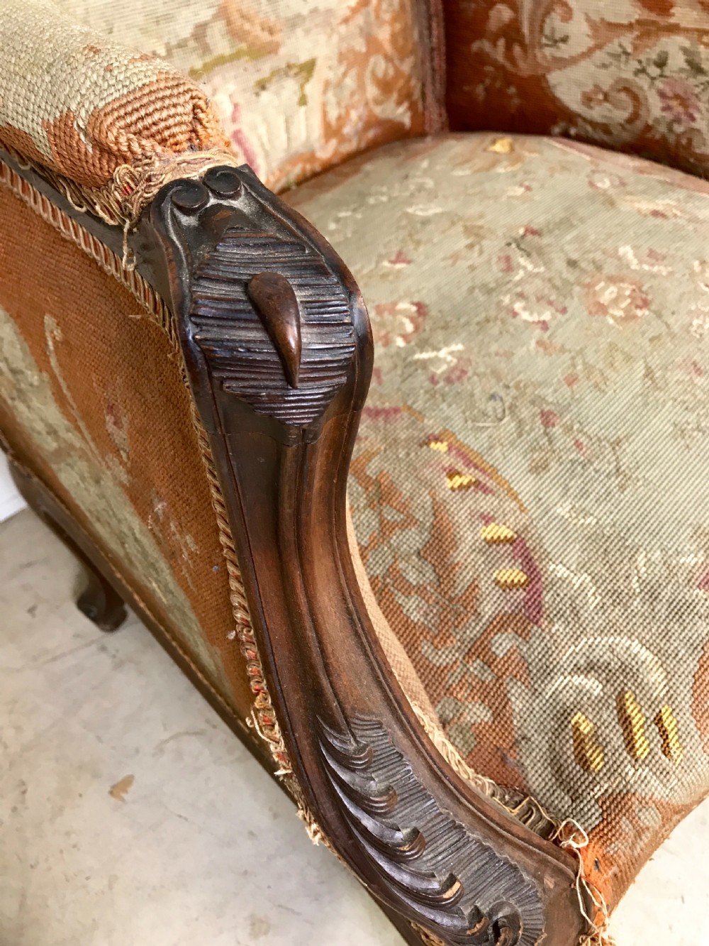 French Tapestry Wingback Armchair View VI