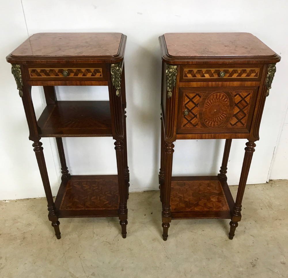 Pair of French Ormolu Mounted Nightstands