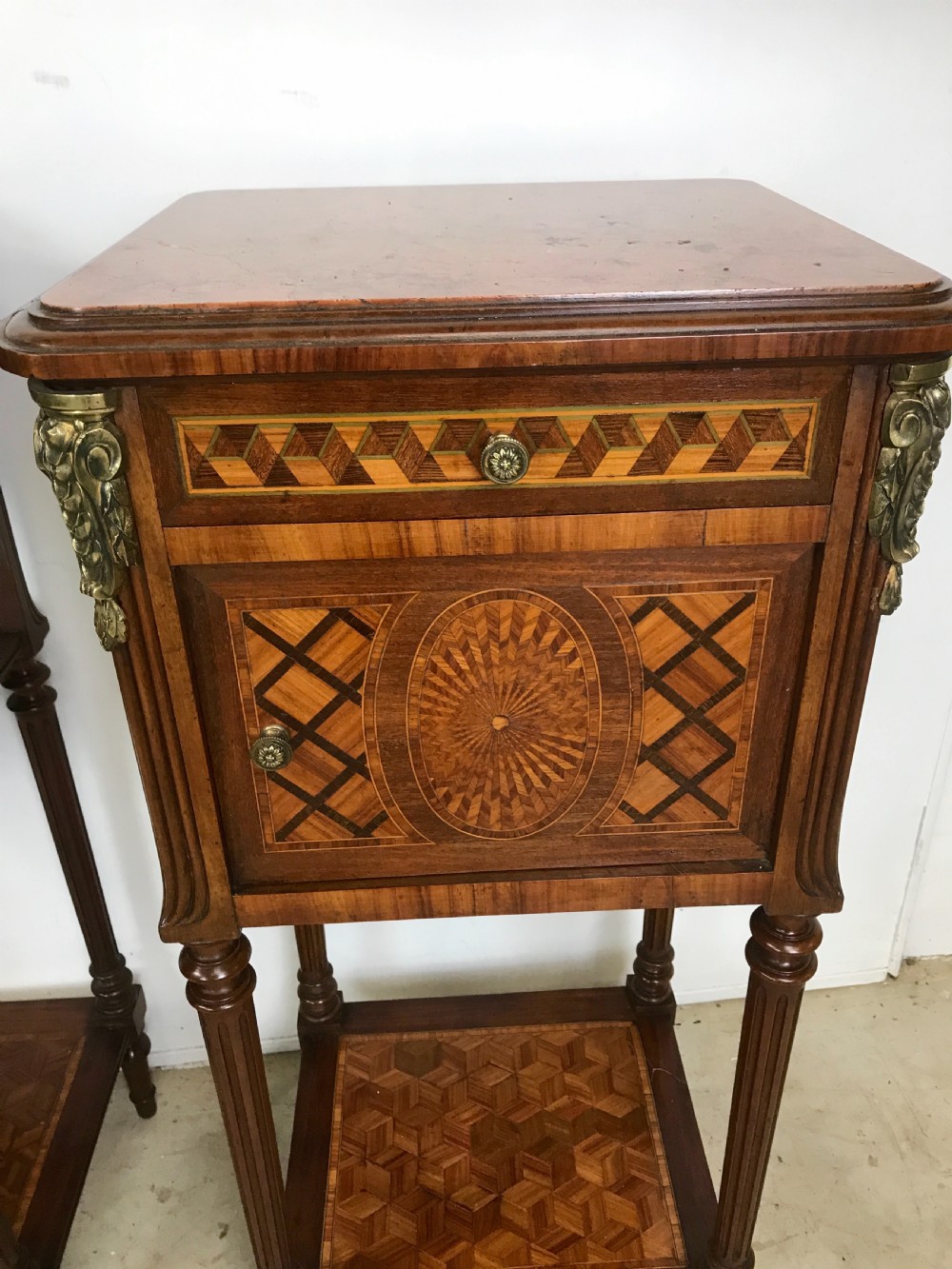Pair of French Ormolu Mounted Nightstands View II