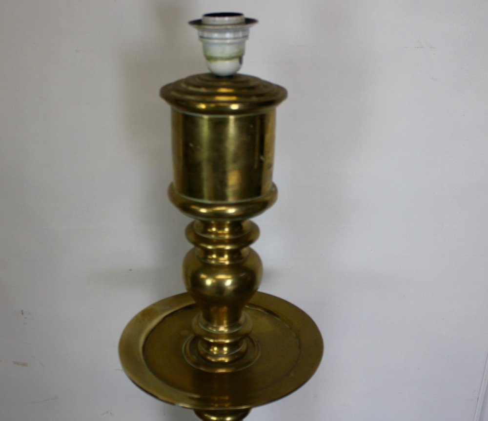 Very Large Pair of Brass Lamps  View III