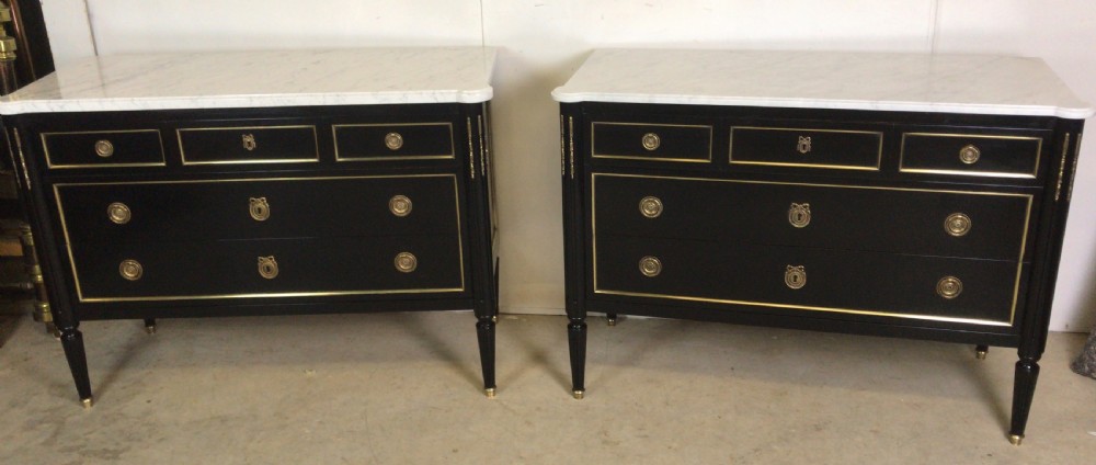 Pair Of French Ebonized Commodes 