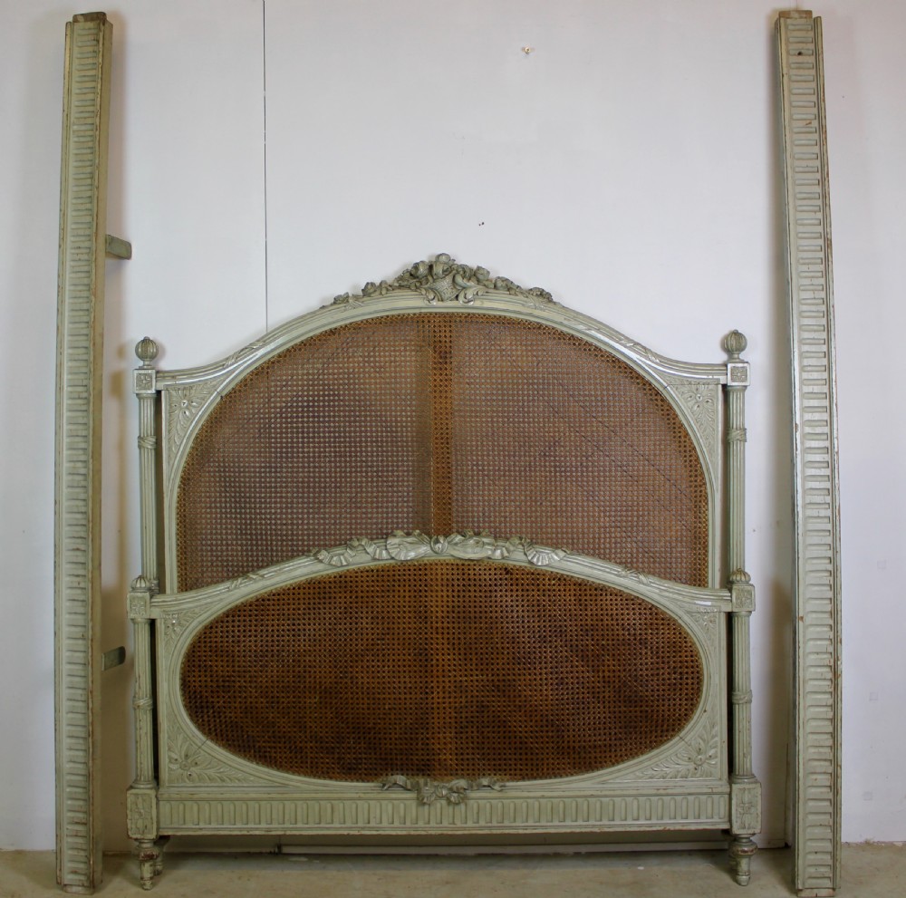 French Cane Painted Bed